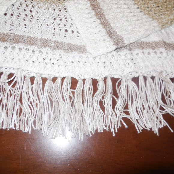 Pullover Sweater NEW Fringed See-through Knit Top Long Sleeve cream-beige summer - Picture 4 of 9